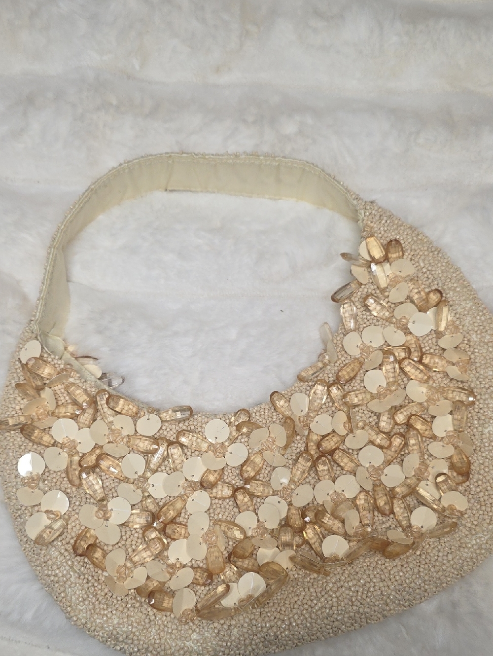 Embellished Cream Beaded  Bag